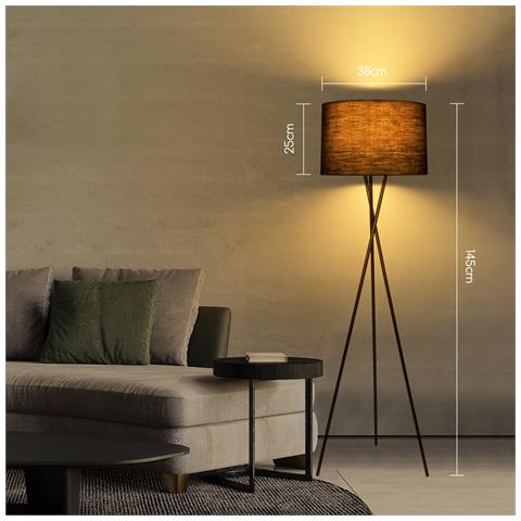 Lampada Da Terra In Metallo Piantana Retro Vintage Stelo Treppiede Da Pavimento - Foto 2