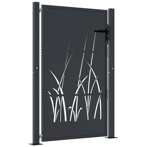 Cancello Giardino Antracite 105x155 Cm In Acciaio Design Erba - Foto 1