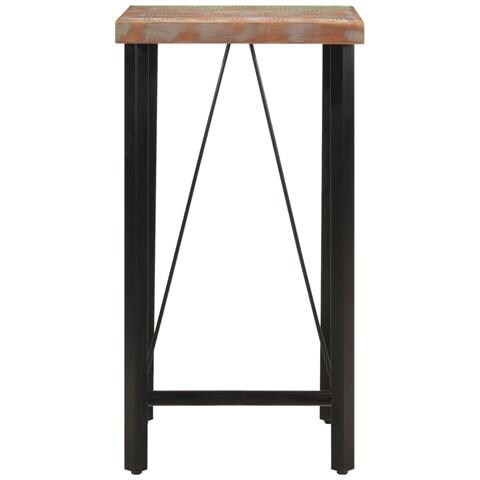 Tavolino Da Bar 55x55x107 Cm Legno Massello Di Recupero E Ferro - Foto 2