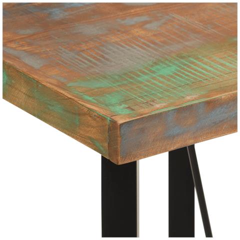 Tavolino Da Bar 55x55x107 Cm Legno Massello Di Recupero E Ferro - Foto 8