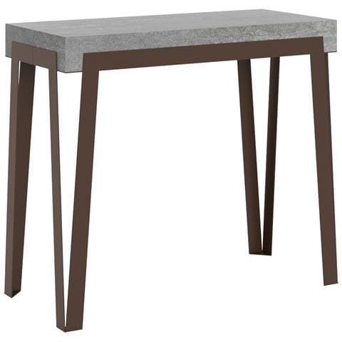 Consolle Allungabile 90x40/196 Cm Rio Small Telaio Ruggine - Cemento - Foto 6