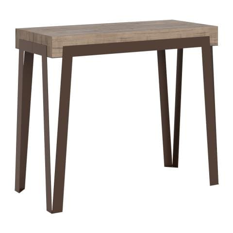 Consolle Allungabile 90x40/196 Cm Rio Small Telaio Ruggine - Cemento - Foto 1