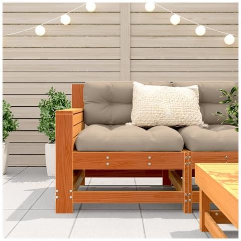 Divano Giardino Senza Braccioli Con Cuscino Marrone Cera Pino - Foto 3