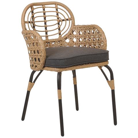 Set Di 4 Sedie Con Poggia Braccia Rattan Naturale Pratello - Foto 2