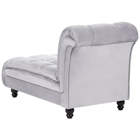 Chaise Longue Versione Destra Lormont Velluto Grigio Chiaro - Foto 2