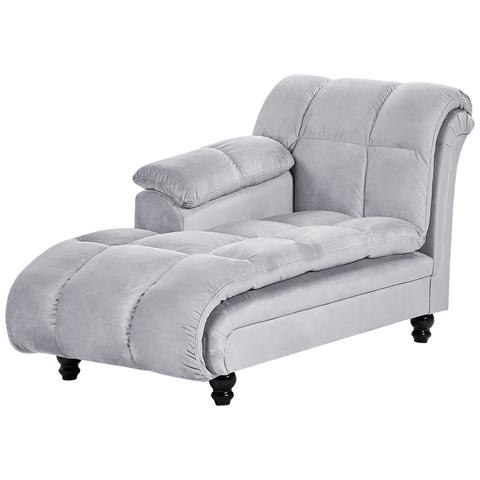 Chaise Longue Versione Destra Lormont Velluto Grigio Chiaro - Foto 8