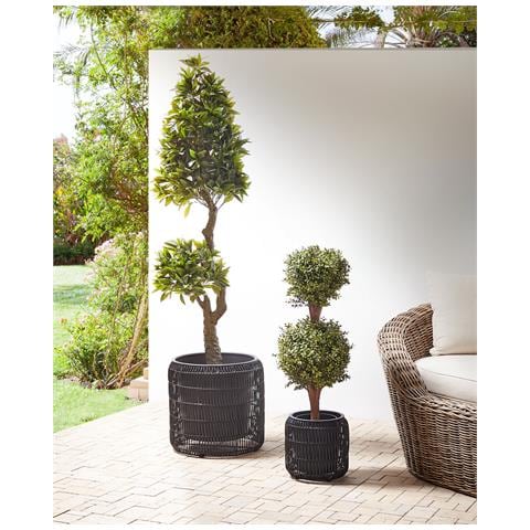Set Di 2 Vasi Per Piante Brodiea Rattan Sintetico 26/45 Cm Nero - Foto 9