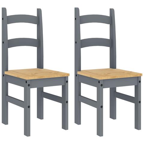 Sedie Da Pranzo 2 Pz Grigie 40x46x99 Cm Legno Massello Di Pino - Foto 2