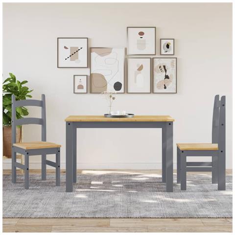 Sedie Da Pranzo 2 Pz Grigie 40x46x99 Cm Legno Massello Di Pino - Foto 3