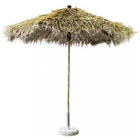 Ombrellone Tondo 250 Cm Lido Per Locali Con Struttura In Bamboo E Copertura Effetto Paglia Hawaii - Foto 1
