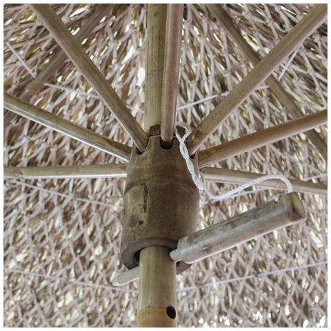 Ombrellone Tondo 250 Cm Lido Per Locali Con Struttura In Bamboo E Copertura Effetto Paglia Hawaii - Foto 6