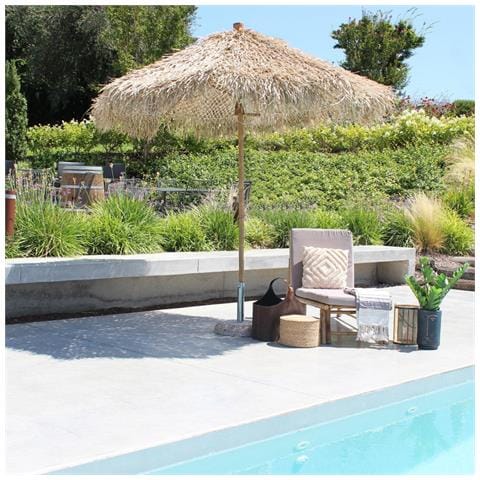 Ombrellone Tondo 250 Cm Lido Per Locali Con Struttura In Bamboo E Copertura Effetto Paglia Hawaii - Foto 2