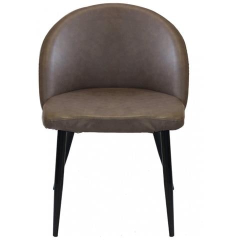 Sedia Poltrona Da Interno Con Struttura In Metallo E Seduta Morbida Rivestita In Ecopelle Call Me Large - Brown - Foto 1