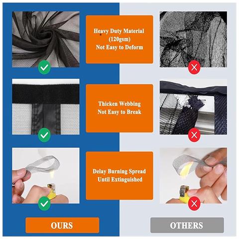 Tenda Per Porta Con Schermo Magnetico In Fibra Di Vetro Black S - Foto 3
