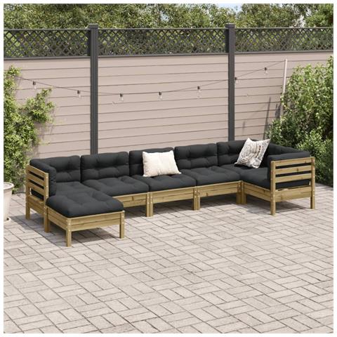 Set Divani Da Giardino 7pz Con Cuscini Legno Impregnato Di Pino - Foto 2