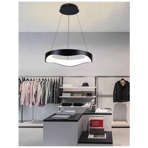 Lampadario Plafoniera Led A Onda 38 W 3 Colori Luce Bianca Calda Naturale Nero - Foto 1