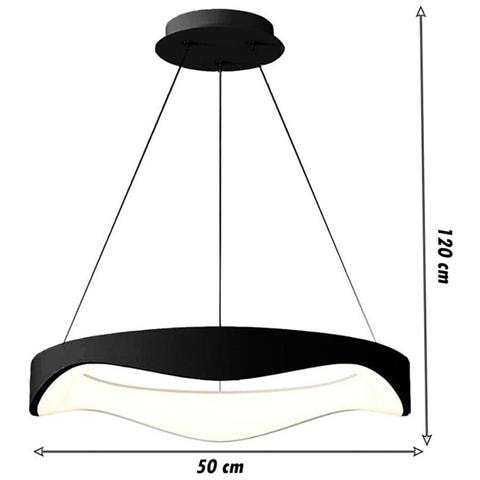 Lampadario Plafoniera Led A Onda 38 W 3 Colori Luce Bianca Calda Naturale Nero - Foto 3