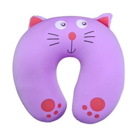 Cuscino Collo Antistress Viaggio Auto Aereo Animali Gatto Micro Sfere Viola - Foto 1