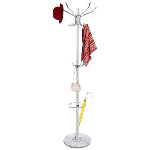 Attaccapanni Appendiabiti Piantana In Metallo 16 Ganci Con Portaombrelli Bianco - Foto 1