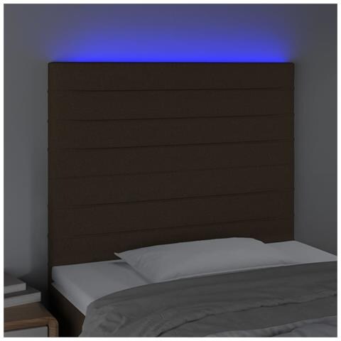 Testiera A Led Marrone Scuro 80x5x118/128 Cm In Tessuto - Foto 3