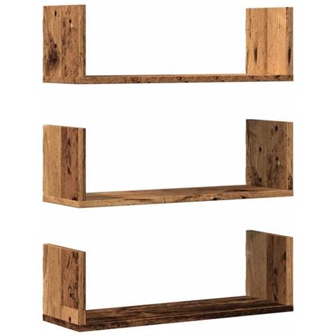 Mensole Da Parete 3pz Legno Antico 58x18x18 Cm In Truciolato - Foto 2