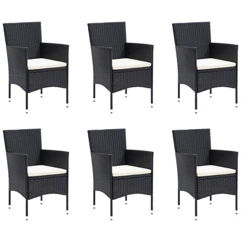 Set da Pranzo per Giardino 7 pz con Cuscini Polyrattan Nero - Foto 2