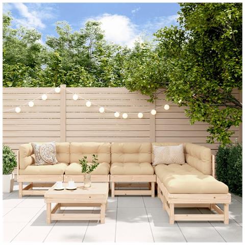 Set Salotto Da Giardino 7 Pz In Legno Massello Di Pino - Foto 1