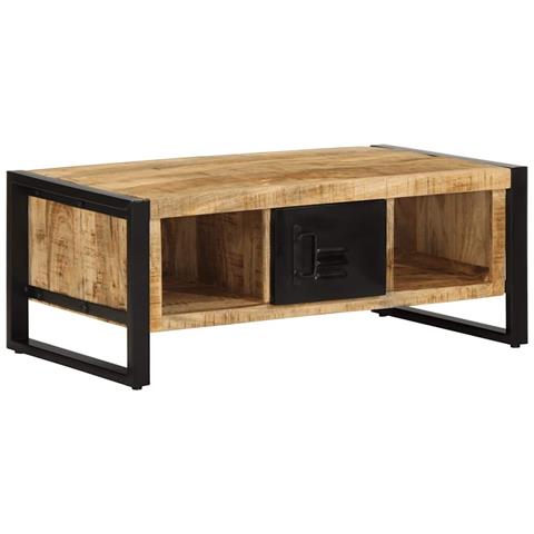 Tavolino Da Salotto 90x50x36 Cm Legno Massello Di Mango Grezzo - Foto 1