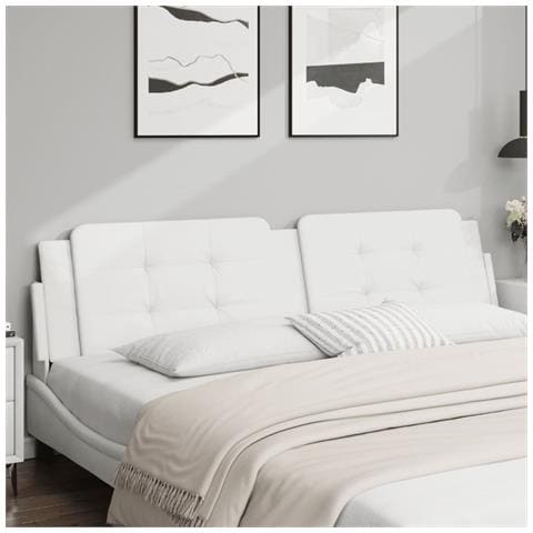 Cuscino Testiera Bianco 200 Cm In Similpelle - Foto 1