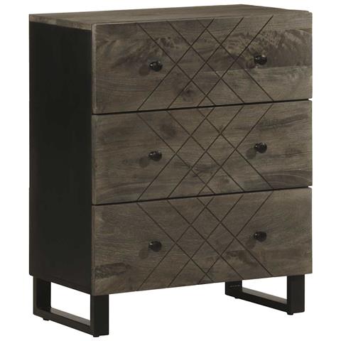 Credenze 2 Pz Nere 60x33x75 Cm In Legno Massello Di Mango - Foto 2