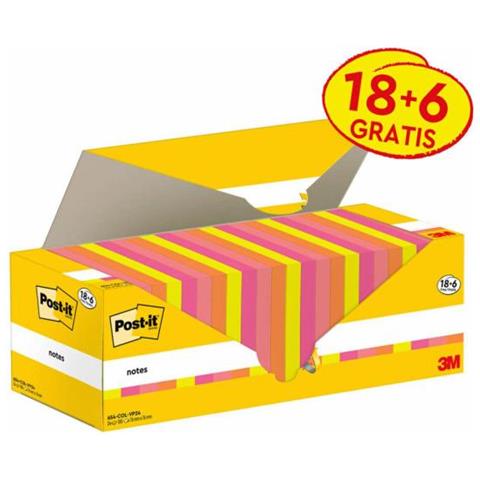 Post-it , Haftnotizen, Mehrfarbig Pouch Autoadesiva Quadrato Magenta, Arancione, Rosa, Giallo 100 Fogli - Foto 2