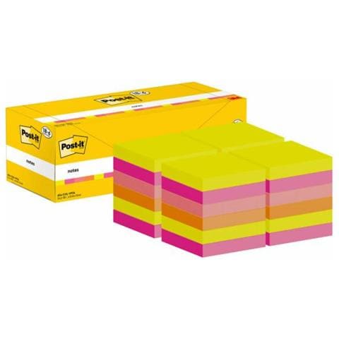 Post-it , Haftnotizen, Mehrfarbig Pouch Autoadesiva Quadrato Magenta, Arancione, Rosa, Giallo 100 Fogli - Foto 3