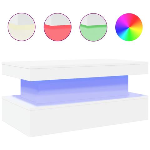 Lusso Casadino -  Tavolino Da Soggiorno Con Luci Led Bianco 90x50x40 Cm - Foto 1