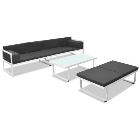 Set Divani Da Giardino 4 Pz Con Cuscini In Alluminio Nero - Foto 2