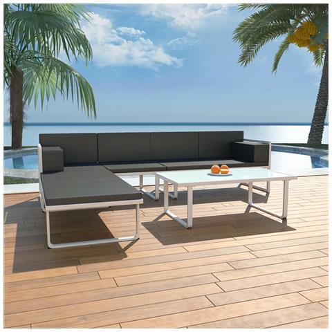 Set Divani Da Giardino 4 Pz Con Cuscini In Alluminio Nero - Foto 8