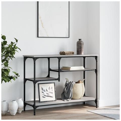 Tavolino Consolle Con Ripiani Grigio Sonoma 100x35x75 Cm - Foto 2