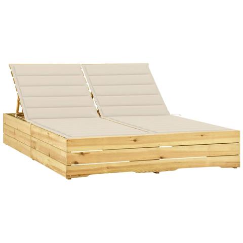 Lusso Casadino -  Lettino Prendisole Doppio Con Cuscini Crema In Pino Impregnato - Foto 2