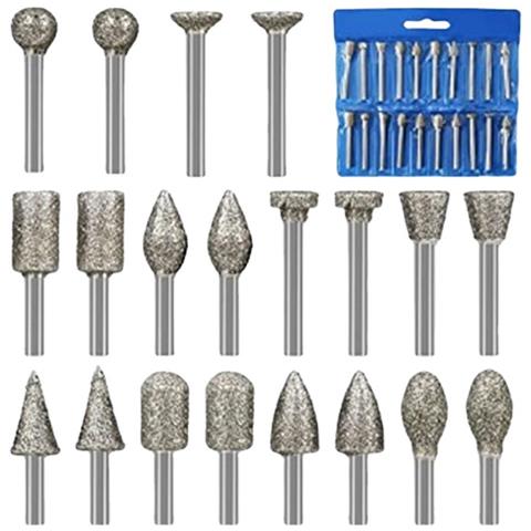 Set Di 20 Teste Di Molatura Diamantate Per Intaglio Della Pietra (70 G) - Foto 1