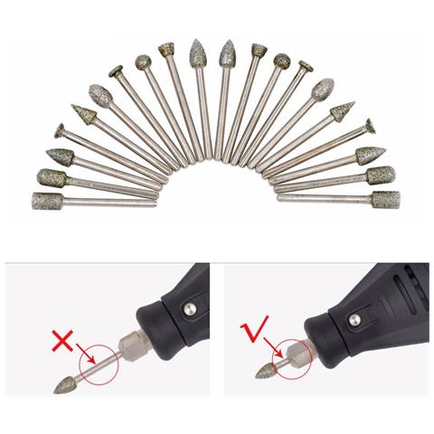 Set Di 20 Teste Di Molatura Diamantate Per Intaglio Della Pietra (70 G) - Foto 2