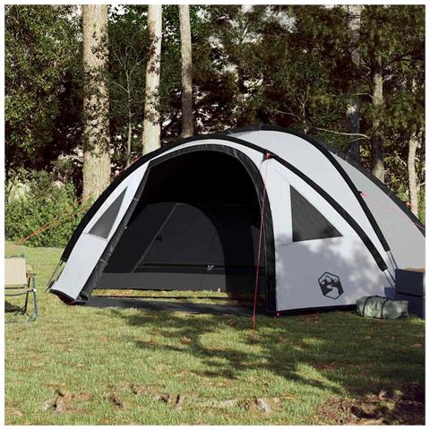 Tenda Campeggio a Cupola 4 Persone Bianca Tessuto Impermeabile - Foto 2