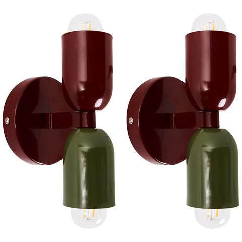 Set Di 2 Lampade Da Parete Topi Metallo Rosso /verde - Foto 2