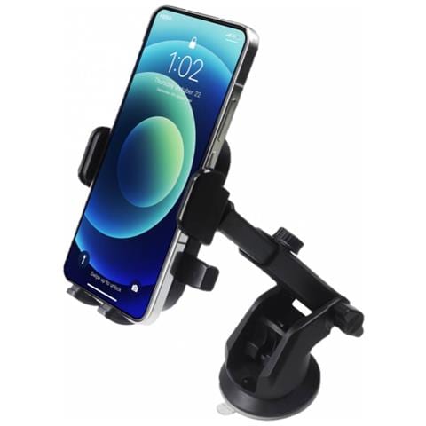 Supporto Da Auto Per Smartphone Con Braccio Telescopico A Fissaggio Multiplo, Nero - Foto 2