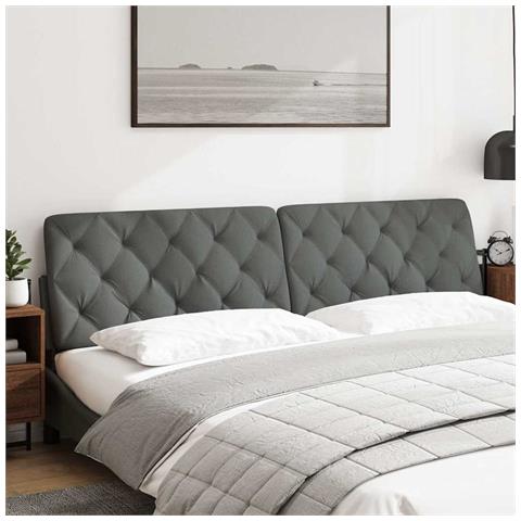 Cuscino Testiera Grigio Scuro 200 cm in Tessuto - Foto 2