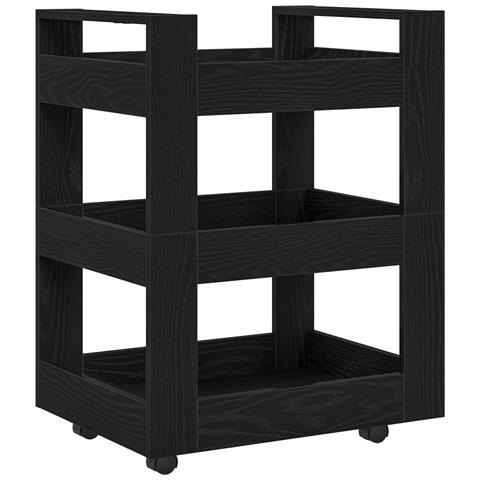 Carrello da Cucina Rovere Nero 60x45x80 cm Legno Ingegnerizzato - Foto 1
