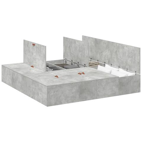 Struttura letto con contenitore grigio cemento 200x200 cm - Foto 1