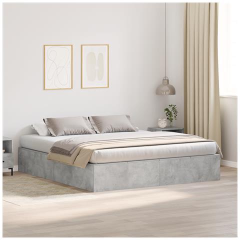 Struttura letto con contenitore grigio cemento 200x200 cm - Foto 2