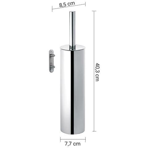 Scopino Wc Da Muro Con Ciuffo In Setole In Acciaio Inox E Cromall Ed34-03 Serie Edera Plus Cromato - Foto 2