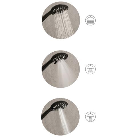 Kit Doccia Con Soffione E Flessibile Tumple 3 Funzioni Nero - Foto 2