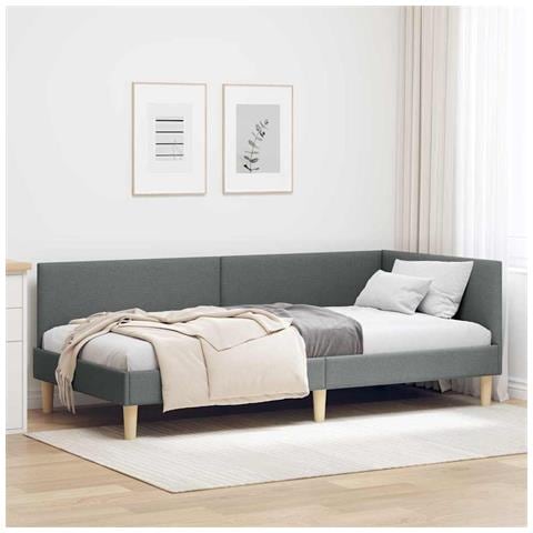 Cornice del letto ad angolo Altro Grigio scuro 90 x 200 cm - Foto 2