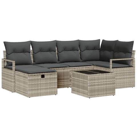 Set Divano da Giardino 7 pcs Grigio chiaro 232 x 122 x 85 cm - Foto 1
